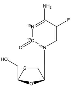 (-)-ß-2',3'-Dideoxy-3'-thia-5-fluorocytidine, [2-13C, 1,3-15N2]-